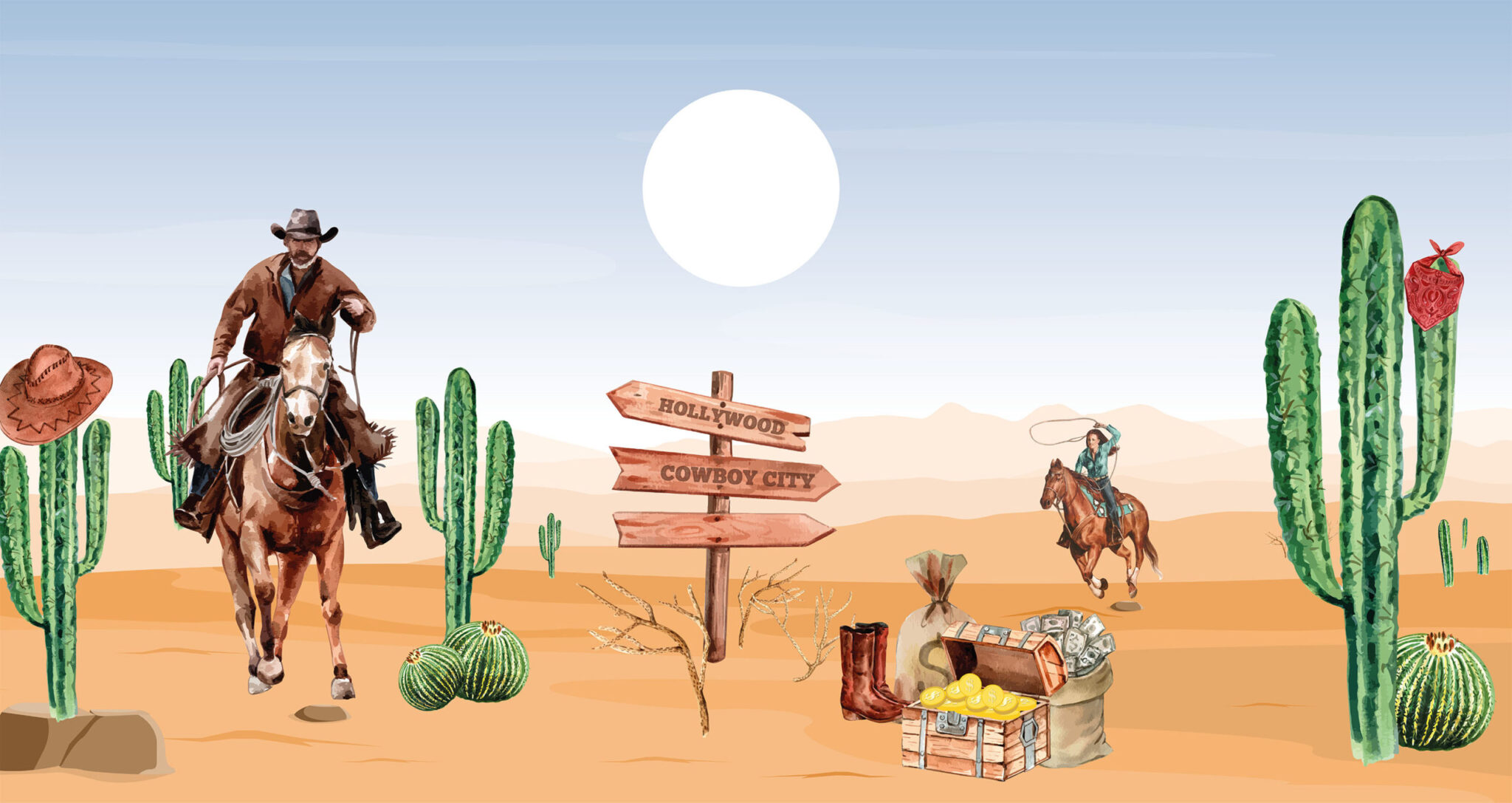 Cowboys in het wilde westen