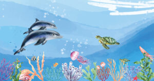 Oceaan met dolfijnen