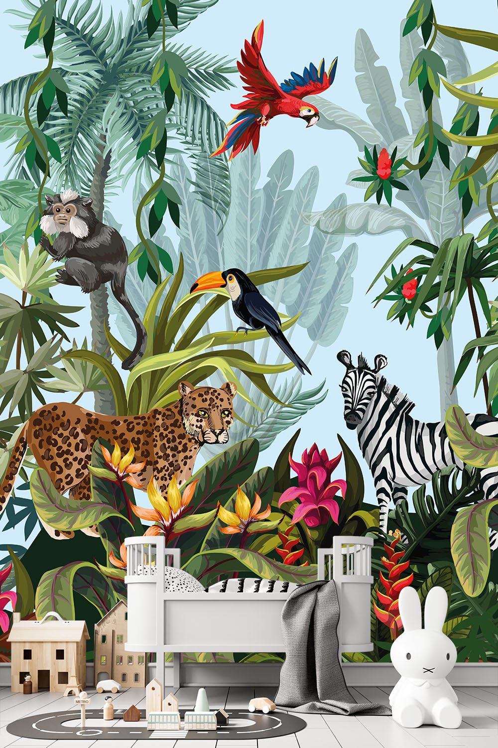 Jungle behang met dieren - Oerwoud explosie ~ Walloha