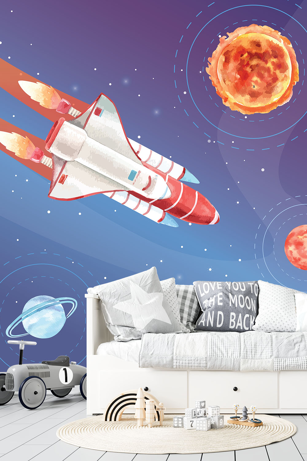 Ruimte behang met astronauten - Reis door de ruimte ~ Walloha