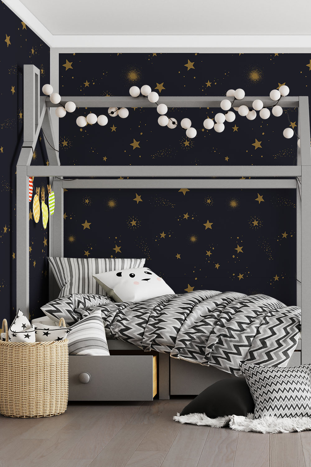 Sterren behang kinderkamer - Sterrenhemel in de nacht ~ Walloha