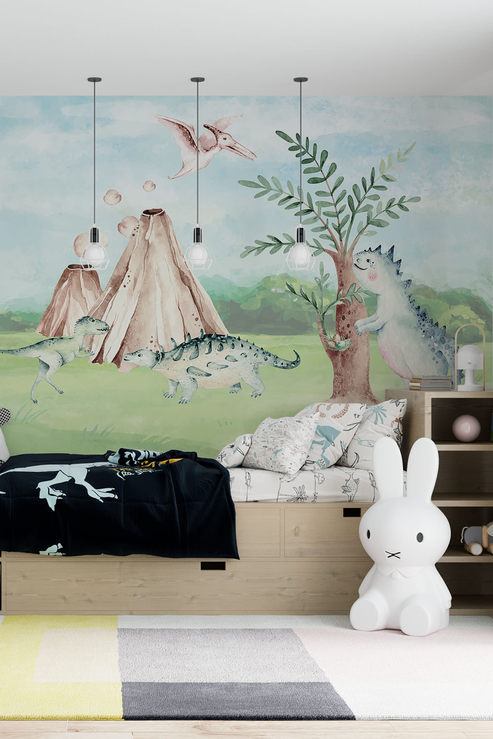 Dinosaurus behang voor jongens - Dinosauriërs op de vlakte ~ Walloha.com