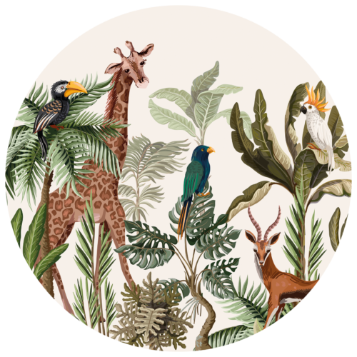 Behangcirkel Exotische jungle dieren