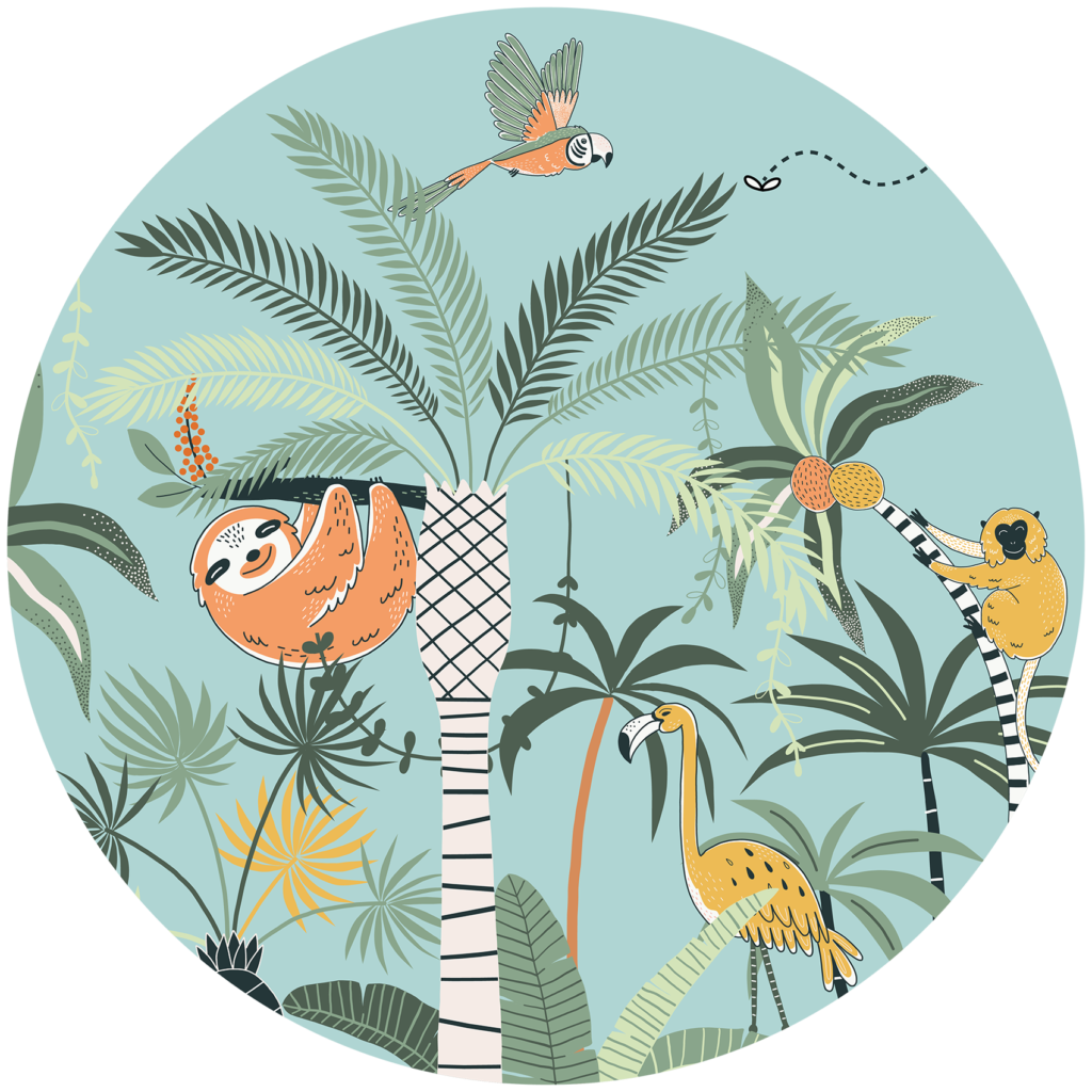 Behangcirkel Gebungel in de jungle