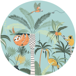 Behangcirkel Gebungel in de jungle