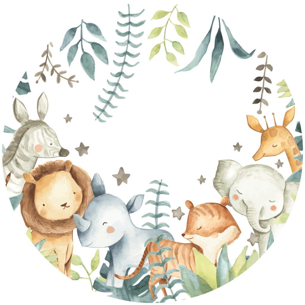 Behangcirkel Schattige safari dieren