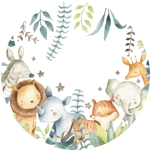 Behangcirkel Schattige safari dieren