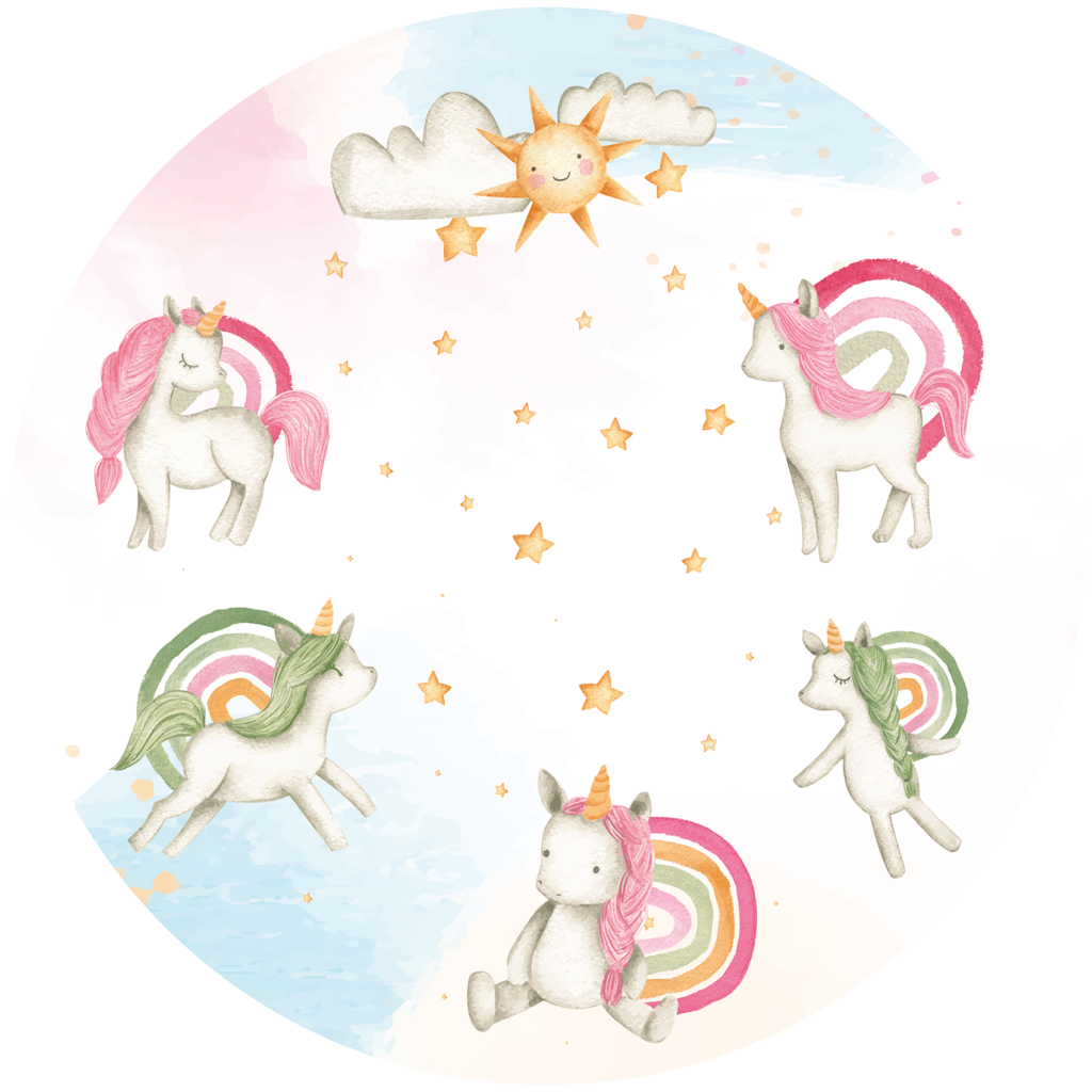 Behangcirkel Eenhoorn sterrenregen