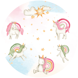 Behangcirkel Eenhoorn sterrenregen