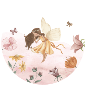 Behangcirkel Fee in roze bloemenzee