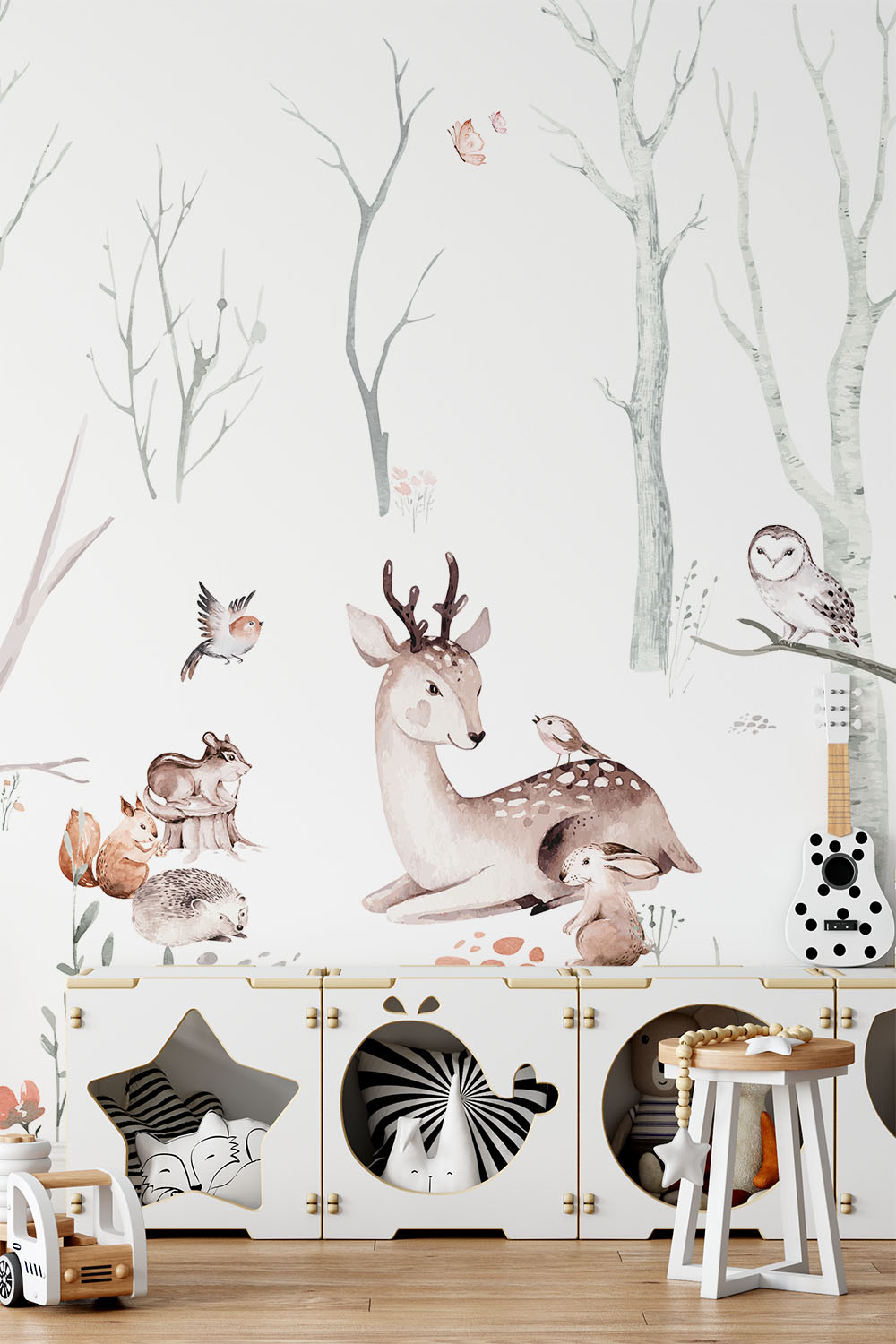 Bosdieren behang voor kinderen - Dieren in het bos ~ Walloha