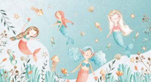 Behang meermin meisjes