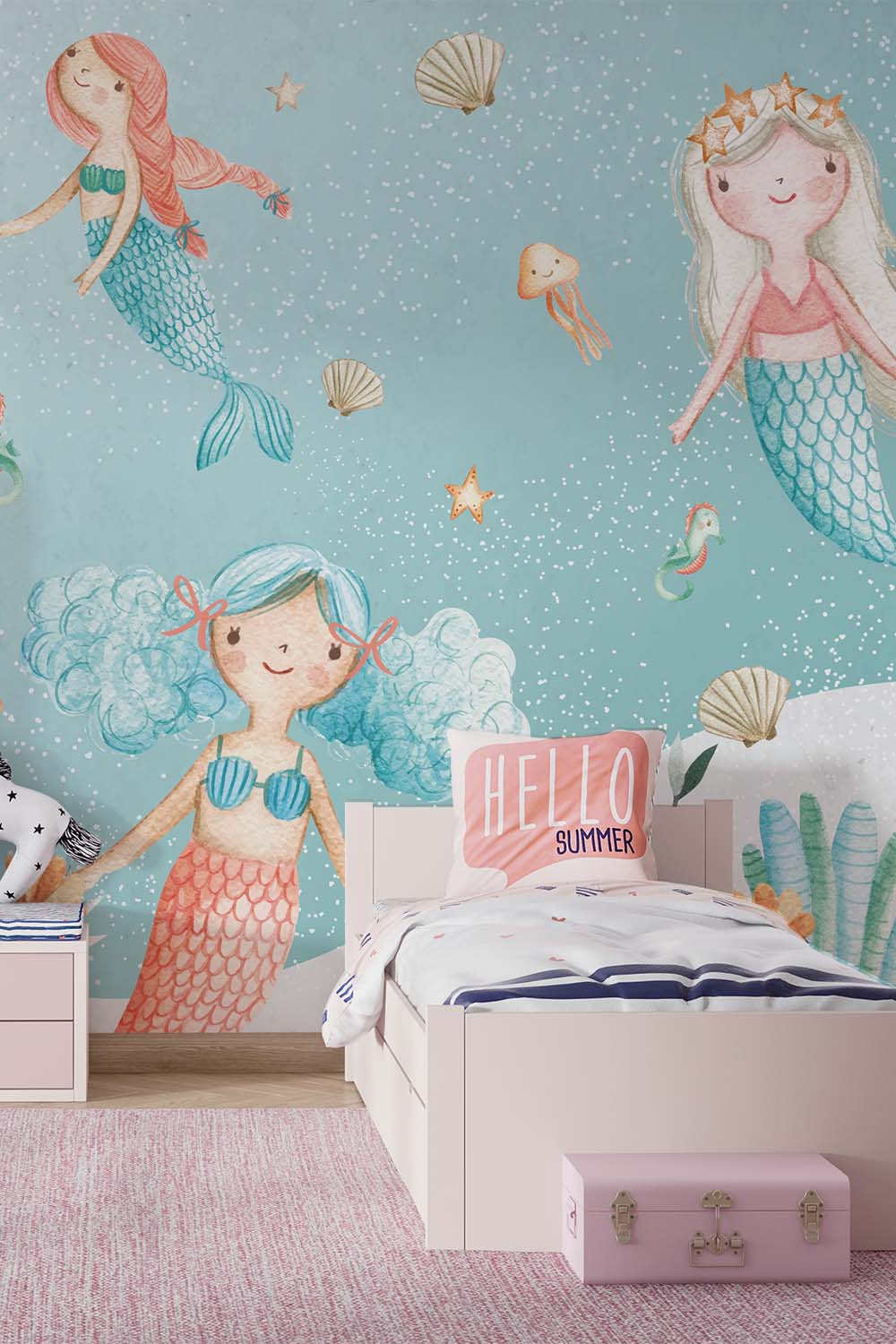 Meermin meisjes - Kinderbehang