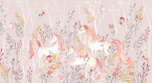 Behang - Bloeiende eenhoorns