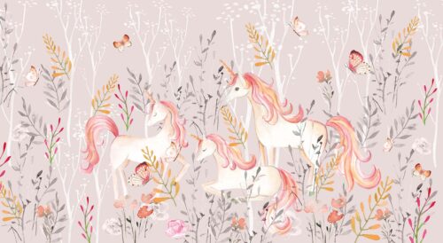 Behang - Bloeiende eenhoorns