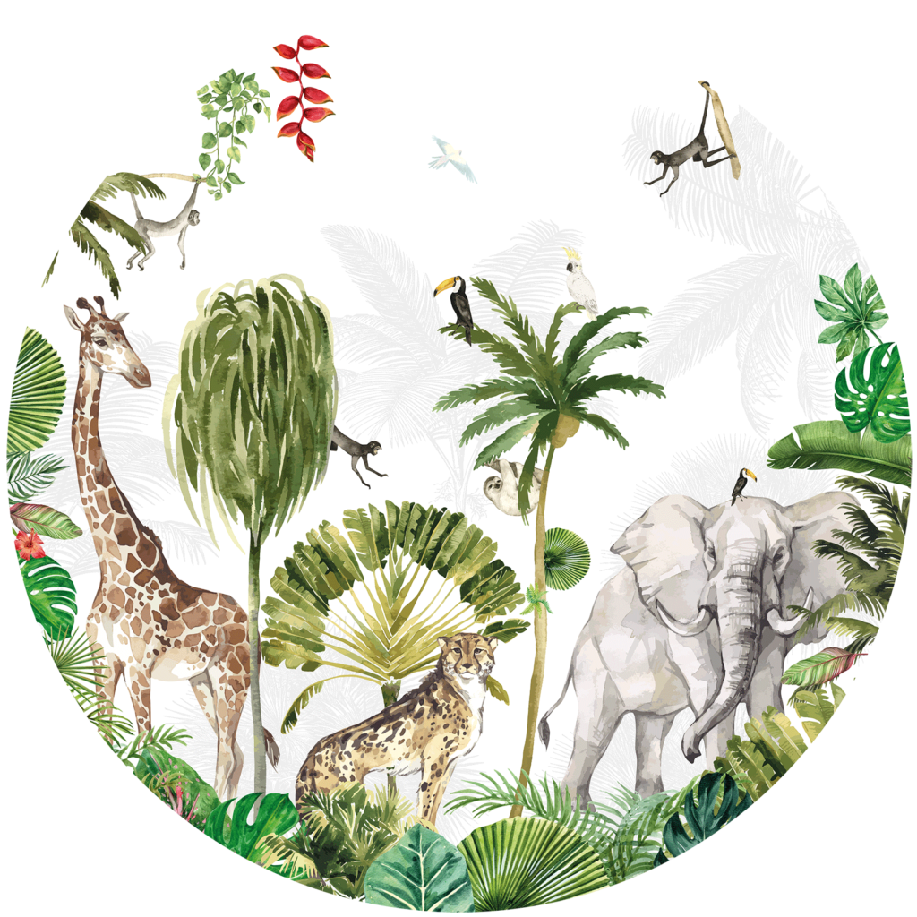 Behangcirkel Kinderkamer jungle safari