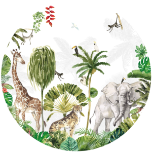 Behangcirkel Kinderkamer jungle safari