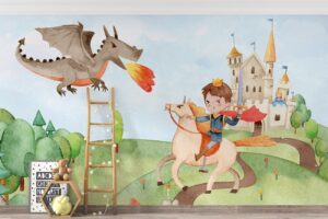 Ridder en draak behang - Walloha