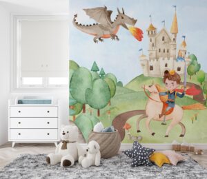 Ridder en draak behang - Walloha