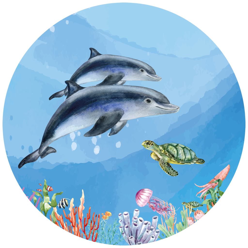 Behangcirkel Zwemmen met dolfijnen