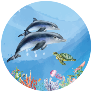Behangcirkel Zwemmen met dolfijnen
