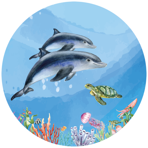 Behangcirkel Zwemmen met dolfijnen