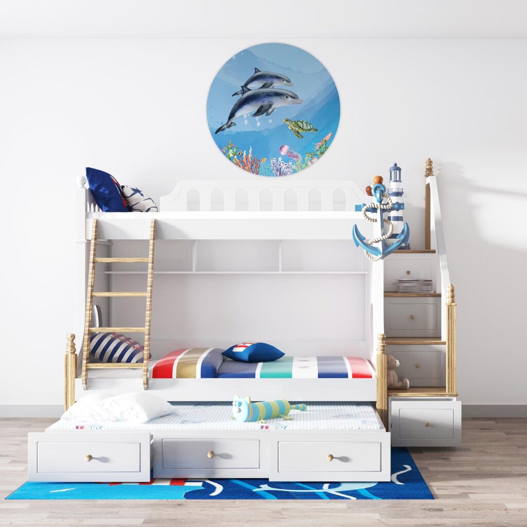 Behangcirkel Zwemmen met dolfijnen
