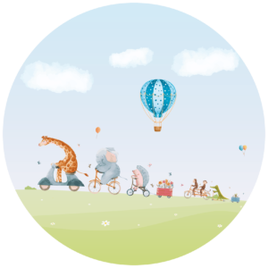 Behangcirkel Vrolijke tweewielers