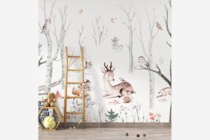 Dieren in het bos - Bos behang met dieren