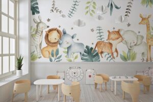 Schattige safari dieren - Behang met safari dieren