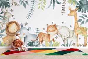 Schattige safari dieren - Behang met safari dieren