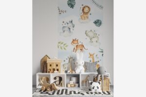 Safari droom - Wolken behang met dieren