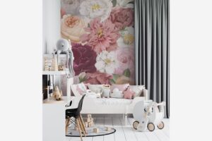 Klassieke schoonheid - Roze bloemen behang