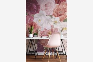 Klassieke schoonheid - Roze bloemen behang