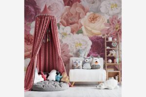 Klassieke schoonheid - Roze bloemen behang