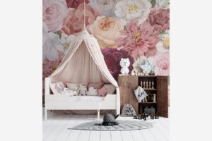 Klassieke schoonheid - Roze bloemen behang